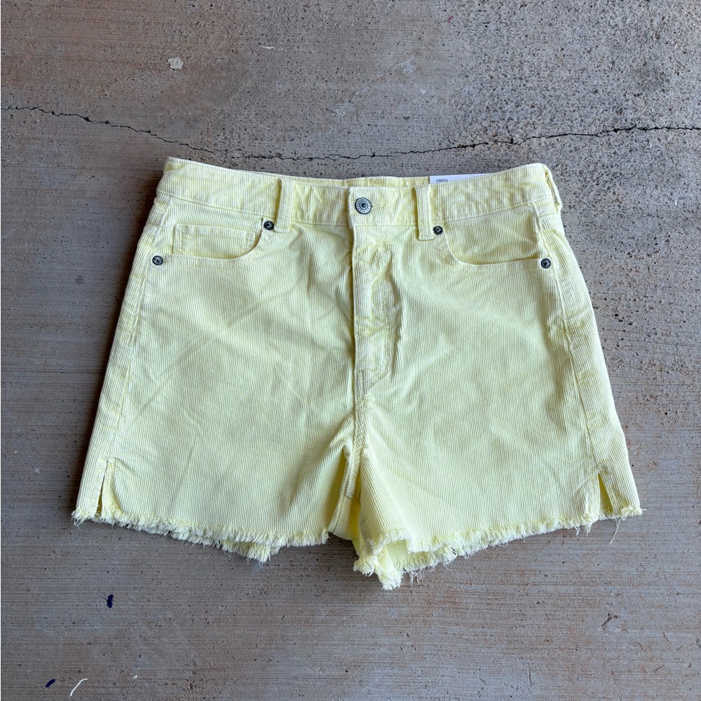 American Eagle Outfitters Light Yellow Corduroy Mom Jean Shorts